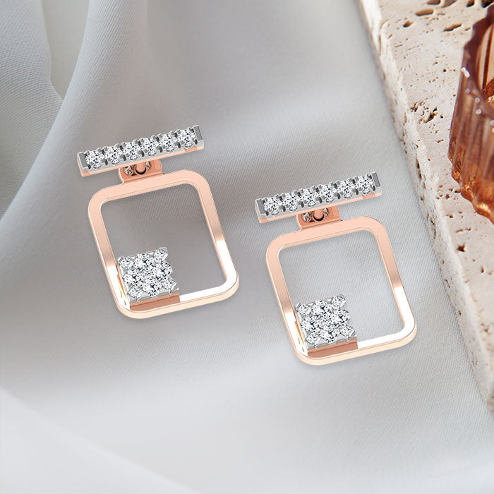Square shaped diamond earrings by calysta