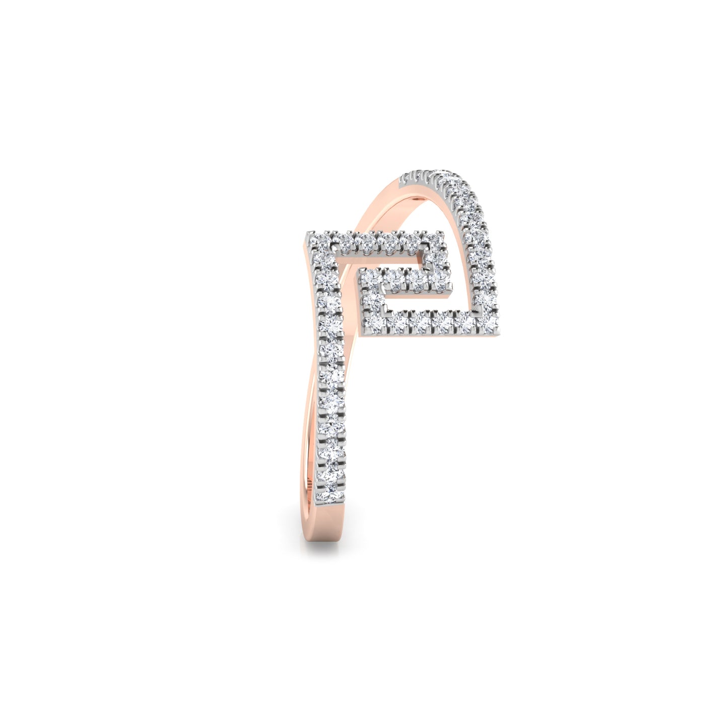 Radiant Rose Quartz Regalia 14Kt Diamond Ring