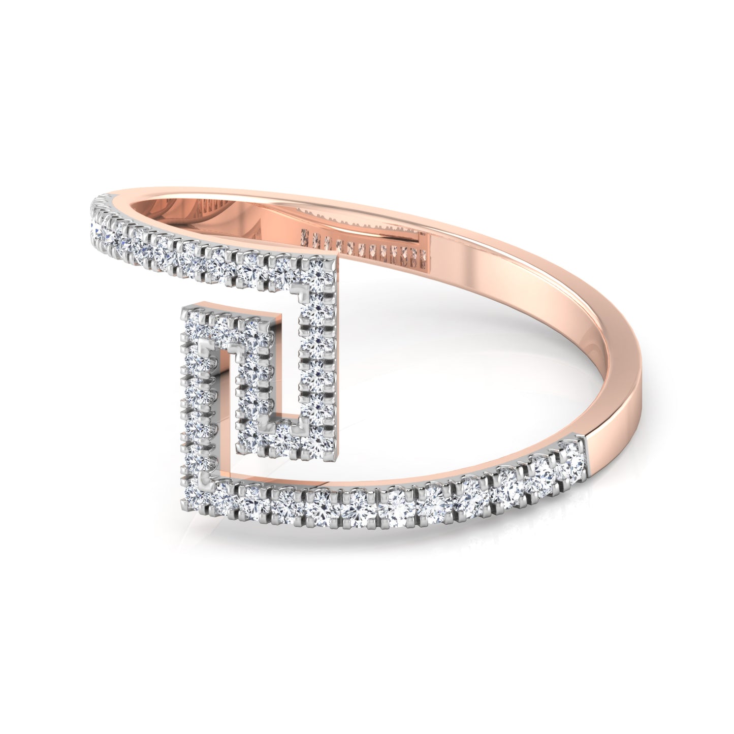 Radiant Rose Quartz Regalia 14Kt Diamond Ring