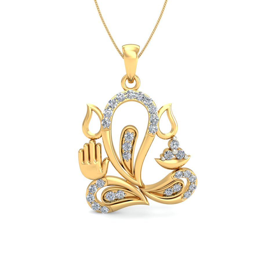 Enlightened Ganesha Diamond Pendant 18K