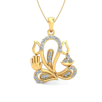 Enlightened Ganesha Diamond Pendant 18K