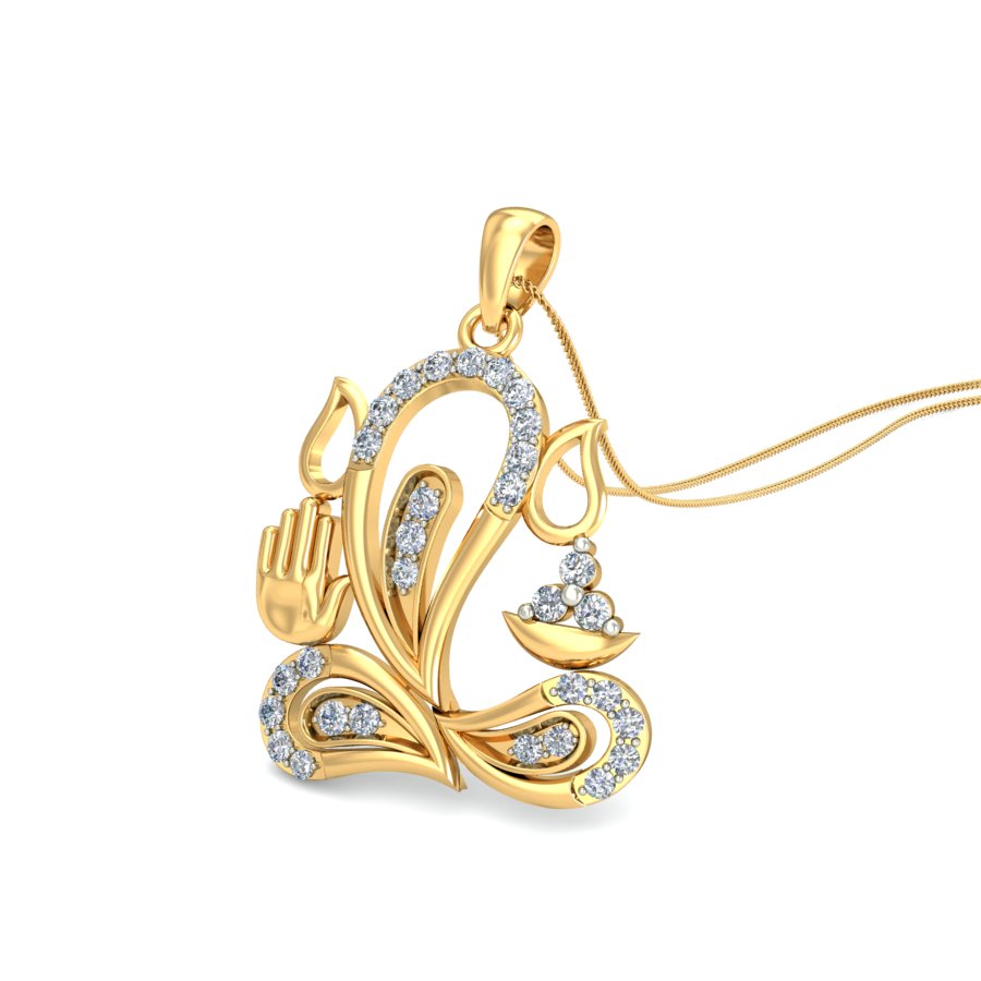 Enlightened Ganesha Diamond Pendant 18K